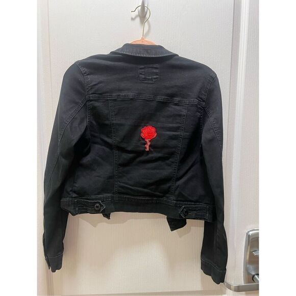 wax Jean Women Stylish Modern Cropped Denim Jean Black Jacket Size Small - Picture 2 of 4